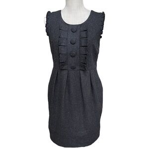 Twelve Couture Wool Pleated‎ Button Front Mini Dress in Charcoal Size: S